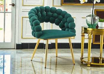 Krzesło Tapicerowane Bubble Butelkowa Zieleń, Wysyłka 24H, Dostawa 0zł!