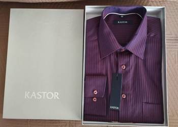 Piękna koszula męska KASTOR bordowa w prążki 40/176-182