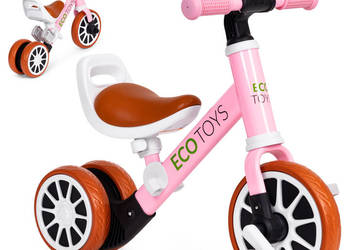 Rowerek trójkołowy biegowy z pedałami 2w1 różowy ECOTOYS