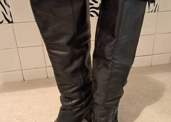 Buty damskie – włoskie skórzane kozaki czarne „Vera Gamma”