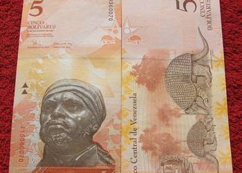 WENEZUELA 5 Bolivarów PANCERNIK Kolekcjonerski Banknot UNC
