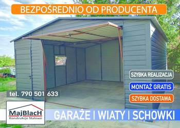 Garaż Blaszany GRAFITOWY - Brama - OKNA  - Garaże Blaszane – Maj-Blach