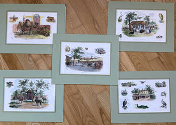 Oryginalne Litografie 1860 r. – Albert Adam. Ręcznie Kolorowane. Paryż.