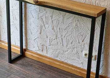 Konsola loft BLAT DĘBOWY z naturalną krawędzią konstrukcja mal. PROSZKOWO