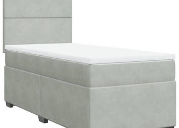 Łóżko kontynentalne z materacem jasnoszare aksamit 80x200 cm WM-3293056