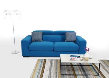 Niebieska sofa z regulowanymi zagłówkami Wanat