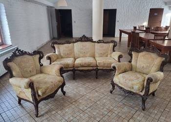 Wypoczynek sofa z dwoma fotelami piękny antyczny
