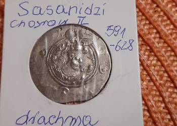 moneta srebrna śreniowiecza Sasanidzi Chosroes II