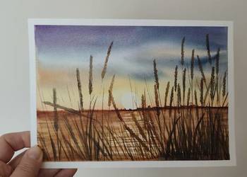 Akwarela Akwarelka Obraz pt: Po Drugiej Stronie 15 x 21 cm Unikat