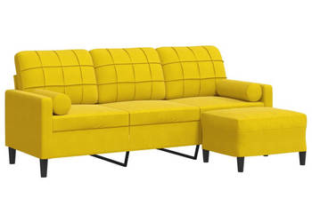 3-osobowa sofa z podnóżkiem żółta 180 cm aksamit WM-3278273