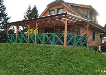 Zadaszenie tarasu, balustrada, dach, poliwenglan