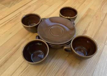 Zestaw do kawy - ceramiczny – komplet: 4 szt. Brązowy.