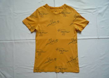 H&M 134/140 Żółta koszulka dinozaury