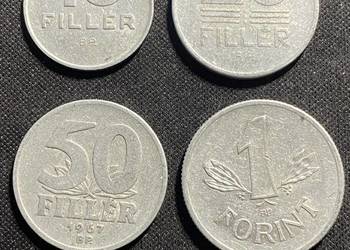 Zestaw 4 monet Węgry - 10, 20, 50 Filler, 1 Forint