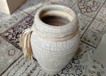 Stylowy wazon ceramiczny BOHO / Rustykalny – efekt spękania, motyw etniczny