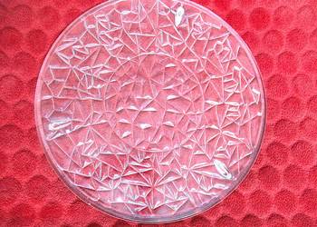 Patera - szklany stojak na ciasto z nóżkami - talerz na torty - DDR