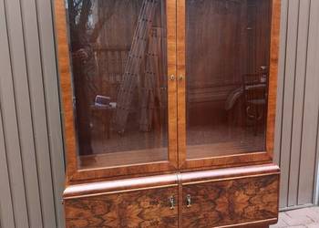 Witryna Biblioteka ART-DECO Orzech Zgrabna Stara Antyk Po Renowacji.