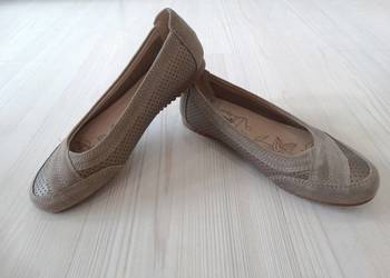 Buty Skórzane Skóra Naturalna Półbuty Baleriny Beżowe Cushion Walk 38