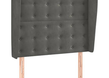 Zagłówek uszak ciemnoszary 93x23x118/128 cm aksamit WM-3118427
