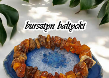 Bransoletka z bursztynu, bursztyn bałtycki koniakowe bryłki #204