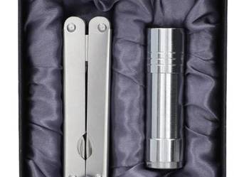 Srebrny Zestaw Prezentowy Latarka + Kombinerki w Czarnym Pudełku Gentelo