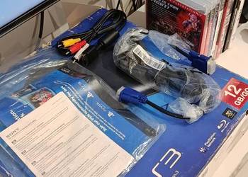 Play Station PS3 Super Slim konsola, zestaw gier, pudełko