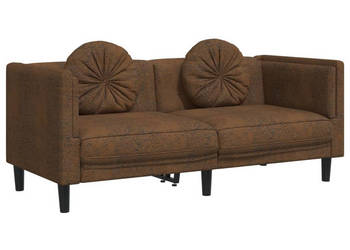 Sofa 2-os. brązowa sztuczna skóra zamszowa WM-372641