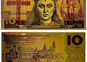 banknot pozłacany Królowa Jadwiga banknot pozłacany Królowa Jadwiga