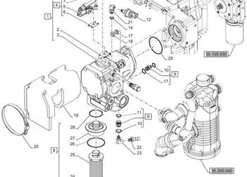New Holland T6090 T6070 Filtr oleju hydr 289.5mm l 84341286