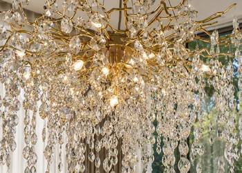Nowoczesny Żyrandol Kryształowy QUEEN Złoty Designerski Lampa Wisząca Glamo