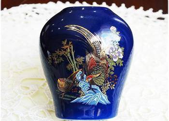 Stary Japoński Wazon /Wazonik Kobaltowy Ręcznie Malowany z lat 50' Vintage