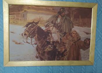 Sprzedam duży obraz Kossak Wojciech na płótnie wymiary 100 x 70 cm stan