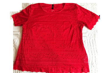 Damska bluzeczka koronkowa, czerwona, r. 46