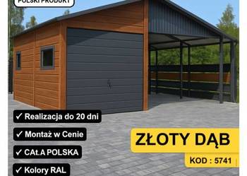 DWUKOLOROWY Garaż Blaszany Złoty Dąb / Drewnopodobny  - Maj-BlacH