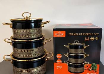 179 zł Garnki emaliowane czarne versace 3 sztuki Zilner
