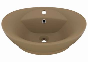 Owalna umywalka z przelewem, kremowy mat, 58,5x39 cm, ceramika(146941) Owalna umywalka z przelewem, kremowy mat, 58,5x39 cm, ceramika(146941)