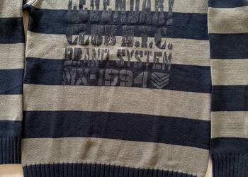 Sweter męski Million X M 164 szary granat paski 100% bawełna klasyczny