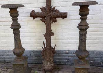 Pałacowy komplet krzyż kandelabr żeliwo 100kg