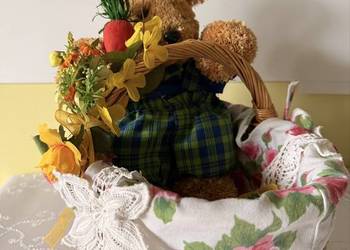 Koszyk wielkanocny wiklinowy zajączek stroik zestaw do święcenia dekoracja