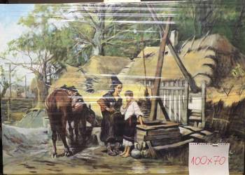Kopia J.Brandta "kozak konia poił"olej na płótnie 100x70