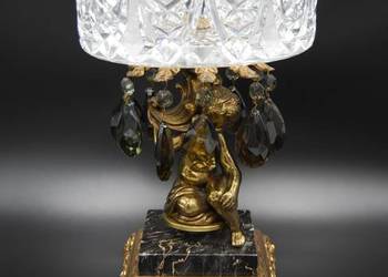 Piękna ozdobna patera figuralna marmur, mosiądz