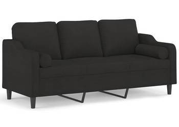 3-osobowa sofa z poduszkami czarna 180 cm tkanina WM-3200857