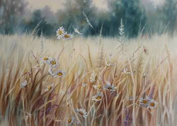 Gorąca Łąka, olejny ręcznie malowany, Lidia Olbrycht