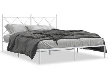 Łóżko Metalowe Białe Rama Łóżka Ze Stelażem Biała 150x200 cm WM-376553
