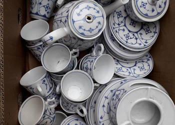 Duży zestaw porcelanowy wzór słomkowy