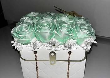 Flower box  torebka bukiet  wieczne róże ze wstążki  rękodzieło flowerbox