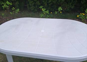 Stół ogrodowy plastikowy owalny biały 135x80 cm