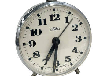 Budzik PRIM vintage – Czechosłowacja – mechaniczny – chrom – lata 60./70.