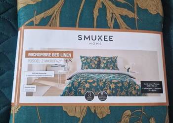 NOWA Pościel z mikrofazy 220x200 cm, Smukee, złote liście, dwustronna