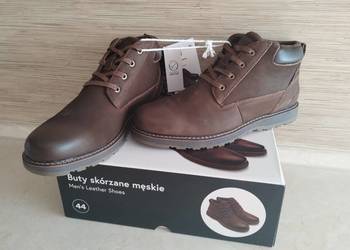 NOWE Buty męskie skórzane sznurowane BRĄZOWE roz 44 skóra naturalna Wysyłam